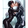 Black Cat kisses Cat Woman