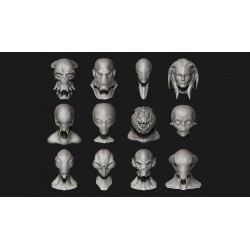 12 Aliens Heads - Pack