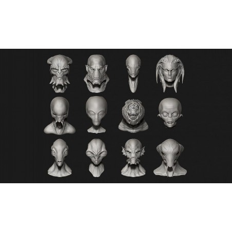 12 Aliens Heads - Pack