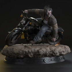 Wolverine Logan on Bike